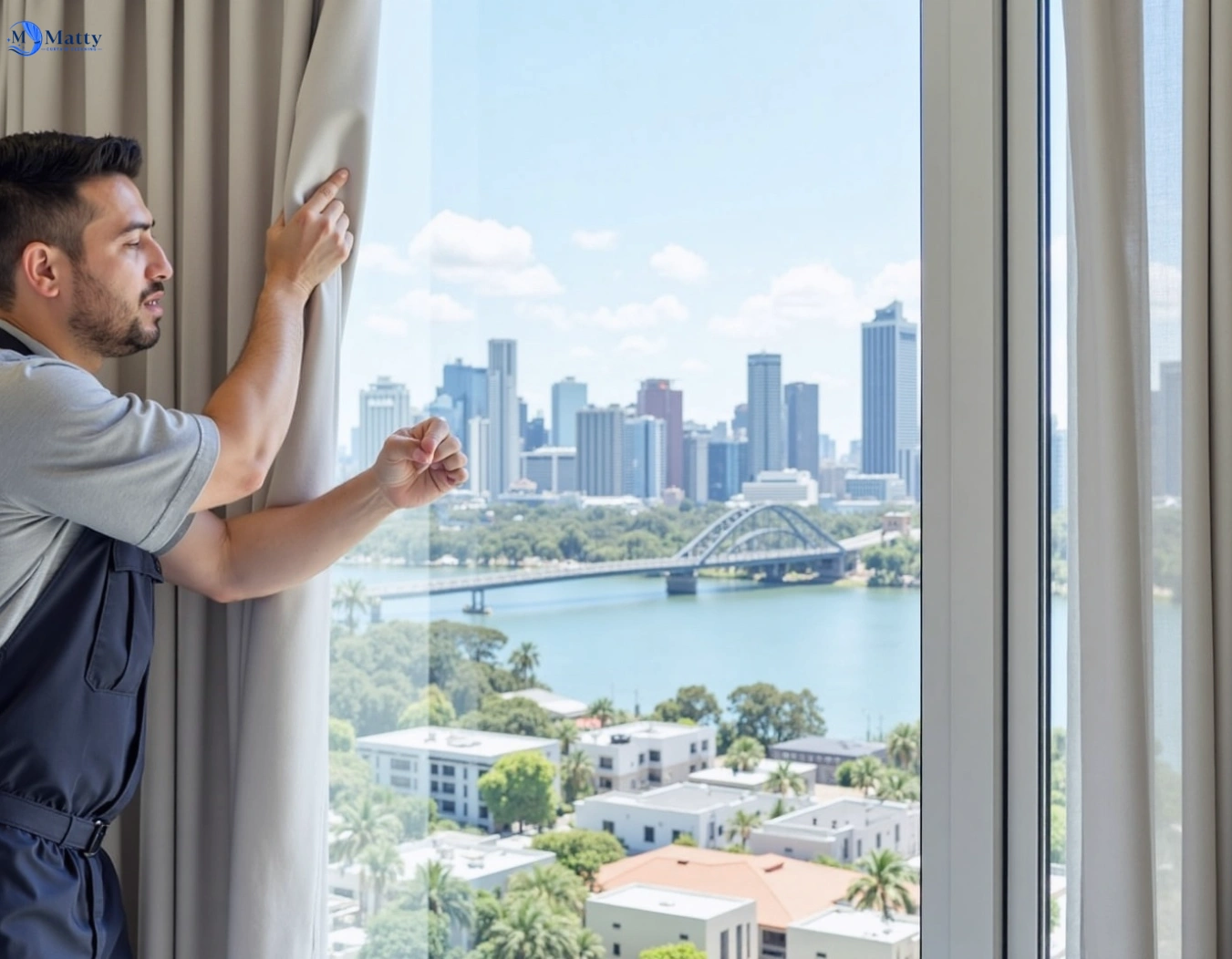 Professional curtain steam cleaning service graceville QLD by Matty Curtain Cleaning